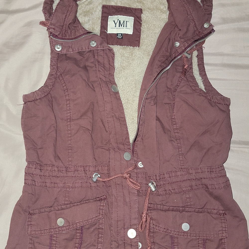 YMI Dusty Rose Hooded Vest